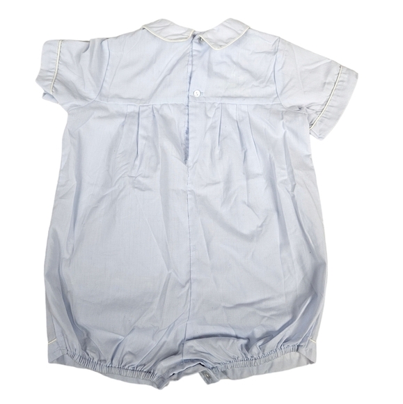 Vintage Babycrest Baby‎ Blue Embroidered Train Romper 24M Boys O12 - Picture 6 of 10